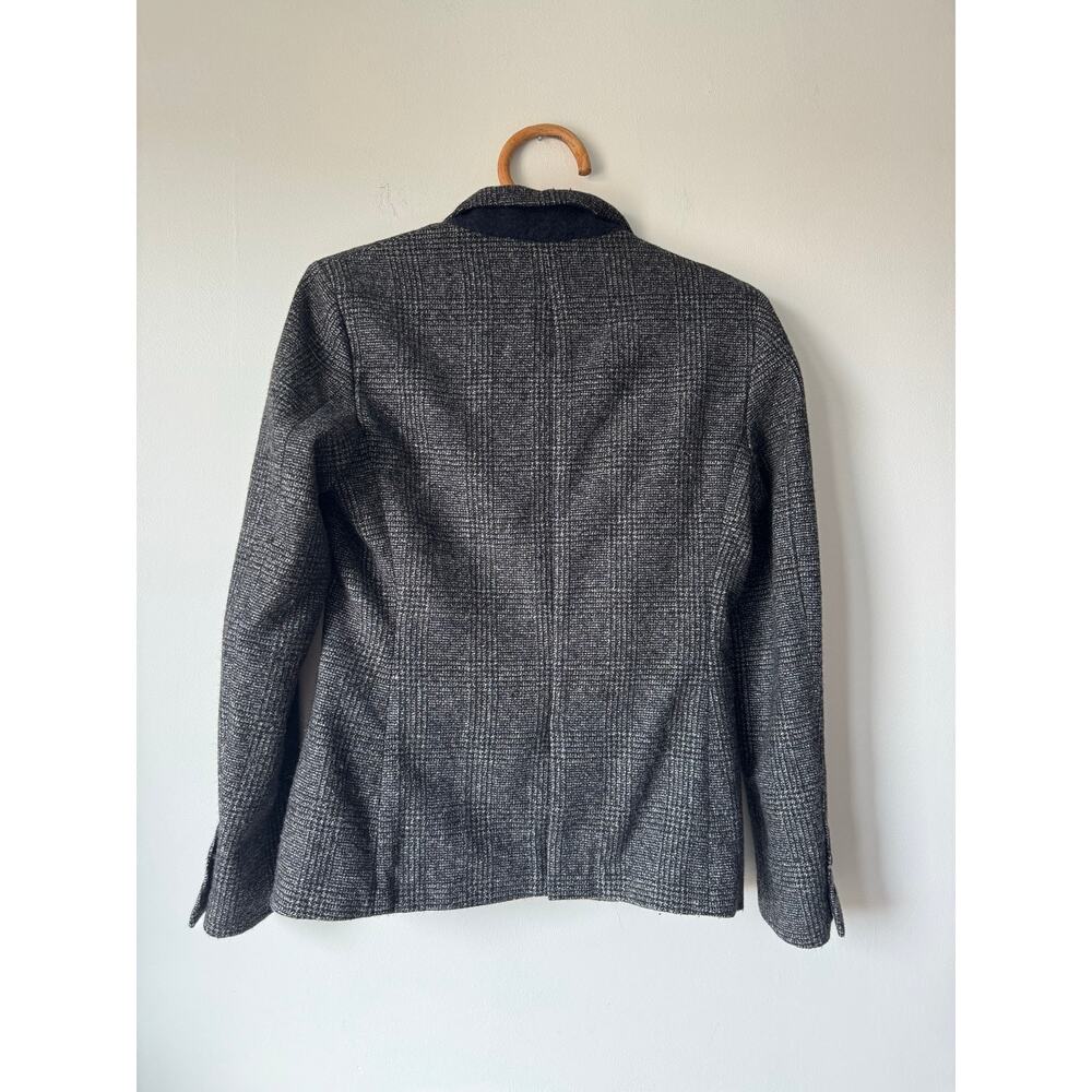Uniqlo x Ines De La Fressange Tweed Plaid Blazer Wool Coquette Dark Gray S $130 - Picture 4 of 9